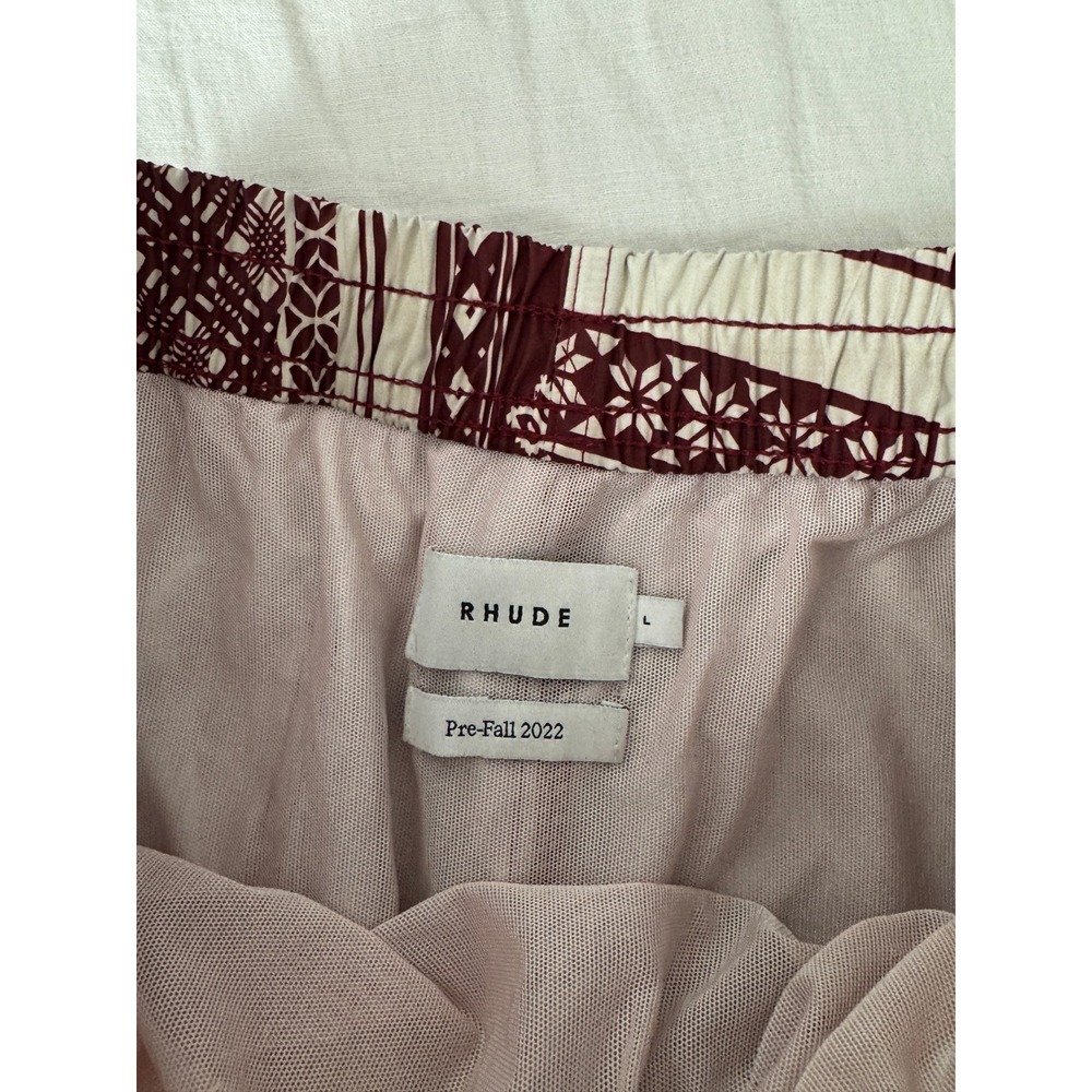 Rhude 2022 Burgundy Bandana Print Swim Trunks Mens Large Shorts - Picture 6 of 8
